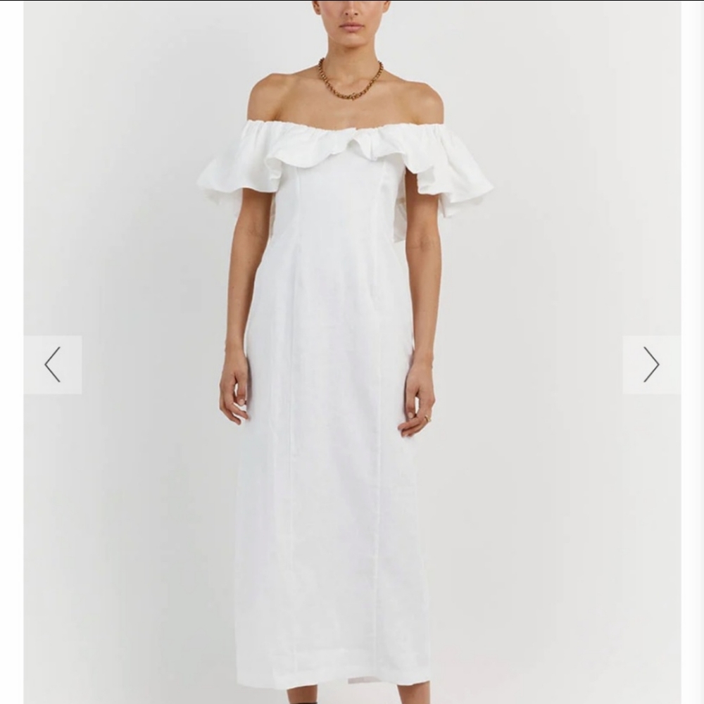 BNWT DISSH Isabelle White Linen Midi Dress